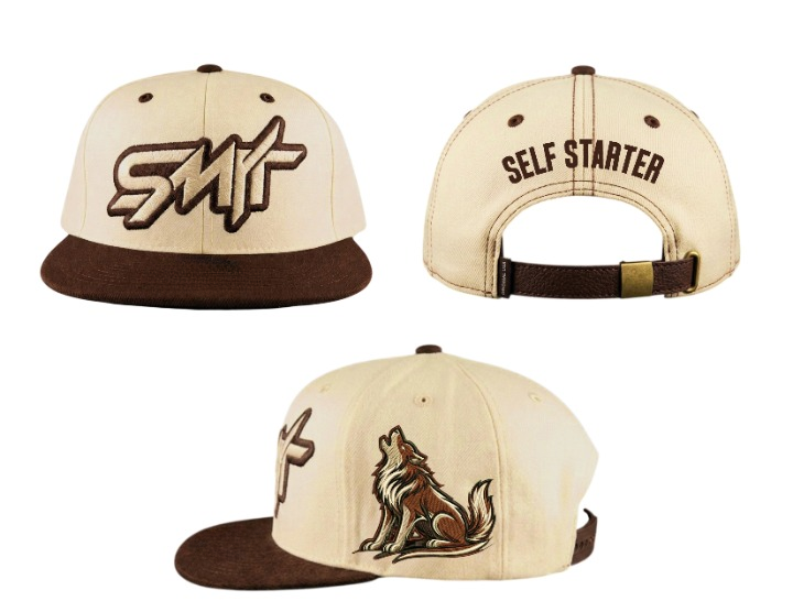 self starter snapback (cream & brown)